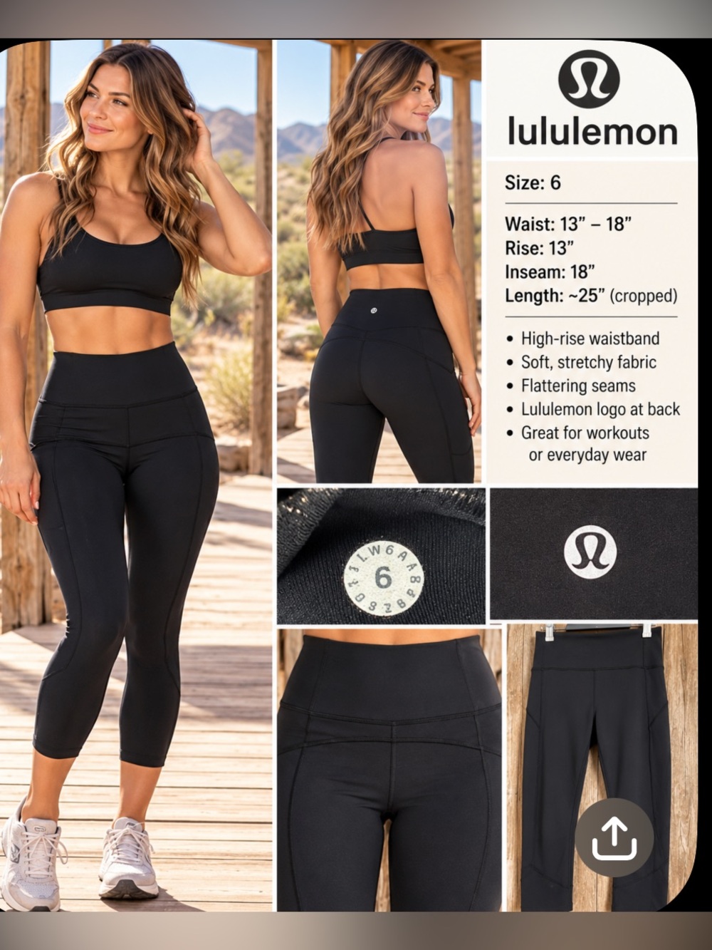 lululemon athletica Black High-Rise Crop Leggings